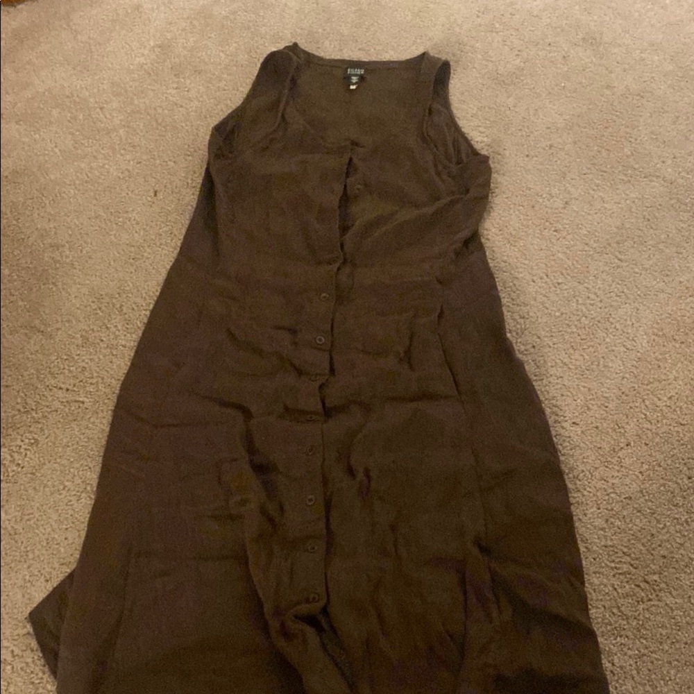 Eileen Fisher Brown Sleeveless Scoop Neck Midi Sundress